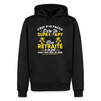 Pas facile d'être un super Papy et un Retraité - Sweat à capuche Premium bio Homme - noir - Devant - Nico (187cm)