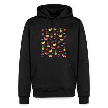 fruit pattern strawberry grape cherry pineapple - Men’s Premium Organic Hoodie - black - Front - Nico (187cm)