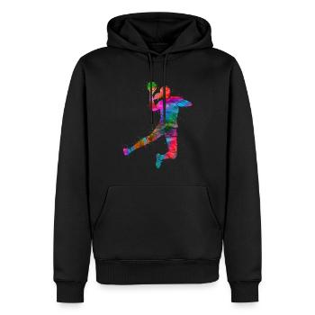 Joueur de handball Farbklecks Handball Joueur de handball - Sweat à capuche Premium bio Homme - noir - Devant - Nico (187cm)