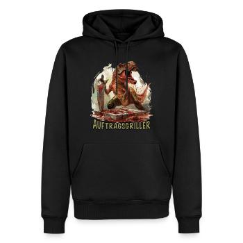 BBQ Contract Griller Slaughterhouse T Rex - Men’s Premium Organic Hoodie - black - Front - Nico (187cm)