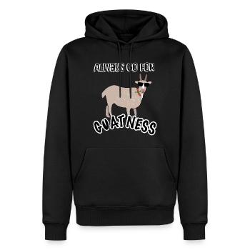 Always Go For Goatness! - Männer Premium Bio Hoodie - Schwarz - Vorne - Nico (187cm)