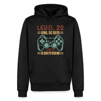 Geburtstag Level 20 freigeschaltet - Männer Premium Bio Hoodie - Schwarz - Vorne - Nico (187cm)