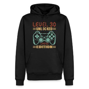 Birthday Level 30 Unlocked - Men’s Premium Organic Hoodie - black - Front - Nico (187cm)