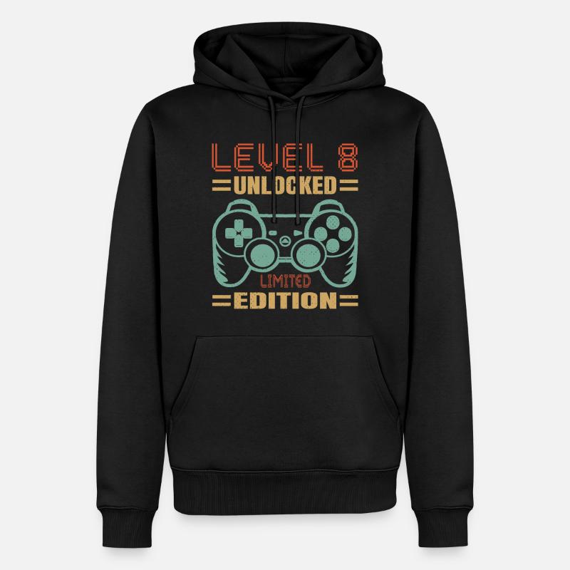 Anniversaire Niveau 8 Débloqué - Sweat à capuche Premium bio Homme - noir