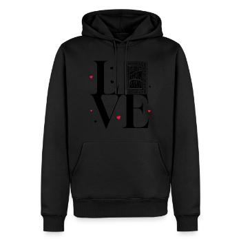 Love celebrity Rum Arranged - Men’s Premium Organic Hoodie - black - Front - Nico (187cm)