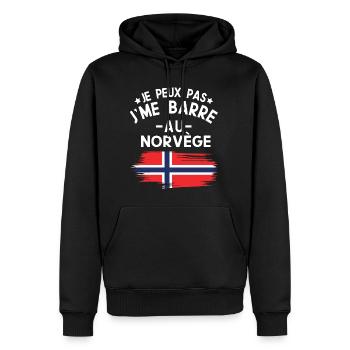 Je Peux Pas J'me Barre Au Norvège Vacances - Sweat à capuche Premium bio Homme - noir - Devant - Nico (187cm)