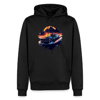 Voiture de sport classique - Sweat à capuche Premium bio Homme - noir - Devant - Nico (187cm)
