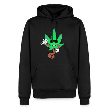Der Bloom - Weed Cannabis Stoned Hanf Marihuana - Männer Premium Bio Hoodie - Schwarz - Vorne - Nico (187cm)