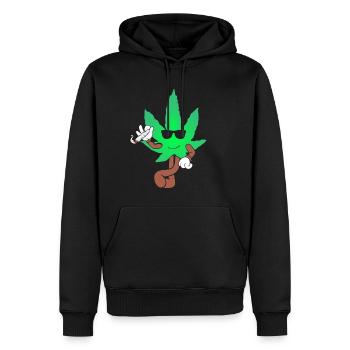 Der Bloom - Cool Bloom Weed Cannabis Marihuana - Männer Premium Bio Hoodie - Schwarz - Vorne - Nico (187cm)