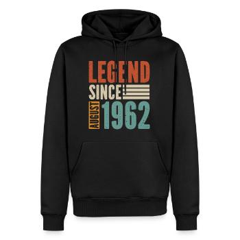 Légende Août 1962 Vintage Vintage Anniversaire - Sweat à capuche Premium bio Homme - noir - Devant - Nico (187cm)