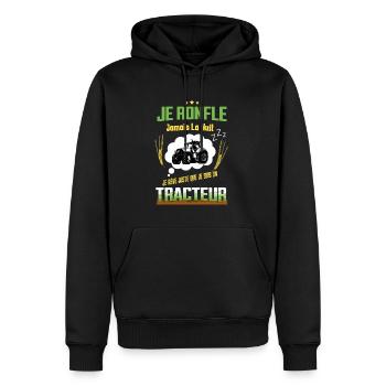 Humour Agriculteur, Tracteur Agriculture - Sweat à capuche Premium bio Homme - noir - Devant - Nico (187cm)