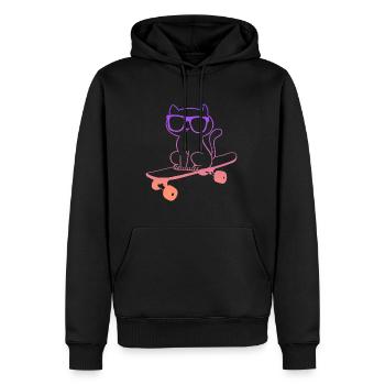 Skateboarding Skater Katze Skateboard - Männer Premium Bio Hoodie - Schwarz - Vorne - Nico (187cm)
