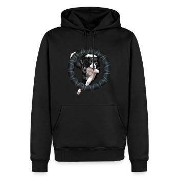 Border Collie auf dem Reifen - Männer Premium Bio Hoodie - Schwarz - Vorne - Nico (187cm)