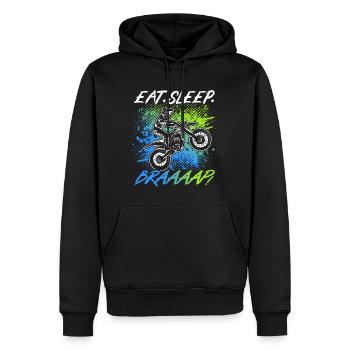 Motorrad Eat Sleep Braaaap Dirtbike Motocross - Männer Premium Bio Hoodie - Schwarz - Vorne - Nico (187cm)