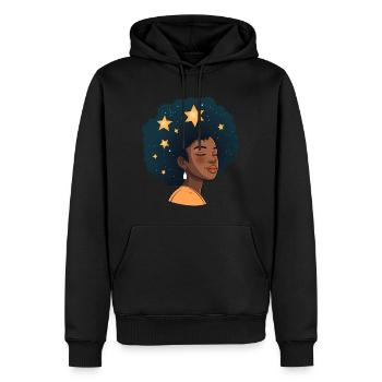 Black Woman Stars Afro Black Pride - Men’s Premium Organic Hoodie - black - Front - Nico (187cm)