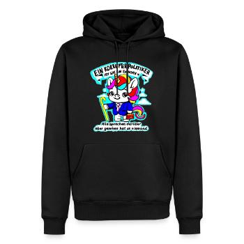 Fantasie in Blau: Das Korrupticorn - Männer Premium Bio Hoodie - Schwarz - Vorne - Nico (187cm)