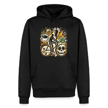 Radfahren, Bier & Kaffee - Perfekte Geschenkidee - Männer Premium Bio Hoodie - Schwarz - Vorne - Nico (187cm)