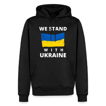 Ukrainische Flagge. wir stehen mit der ukraine - Männer Premium Bio Hoodie - Schwarz - Vorne - Nico (187cm)