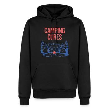 Camping Cures Vacances Camper Trip Camp Été - Sweat à capuche Premium bio Homme - noir - Devant - Nico (187cm)