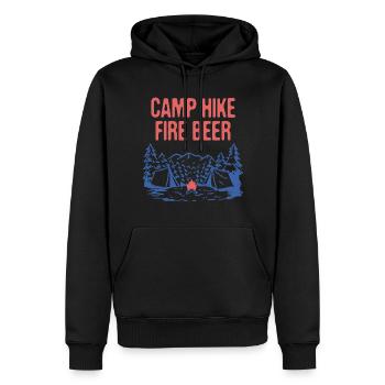 Camp Hike Fire Beer Camping Hiking Camper Hiker - Men’s Premium Organic Hoodie - black - Front - Nico (187cm)