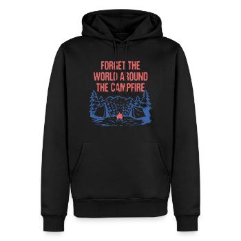 World Around the Campfire Camping Sayings Camper - Männer Premium Bio Hoodie - Schwarz - Vorne - Nico (187cm)