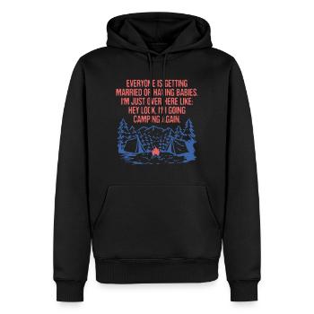 Tout le monde se marie Camping Sarcastique - Sweat à capuche Premium bio Homme - noir - Devant - Nico (187cm)
