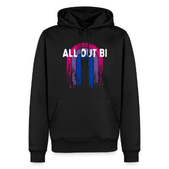 All Out Bi Bisexuel Citation Motivationnelle Bi Pride - Sweat à capuche Premium bio Homme - noir - Devant - Nico (187cm)