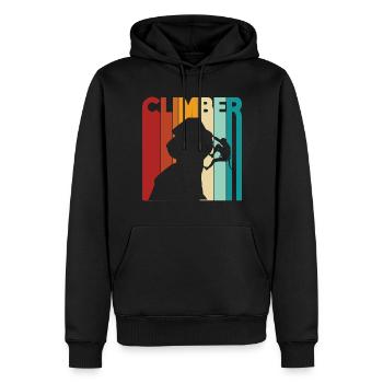 Bergsteigen retro felsklettern idee - Männer Premium Bio Hoodie - Schwarz - Vorne - Nico (187cm)