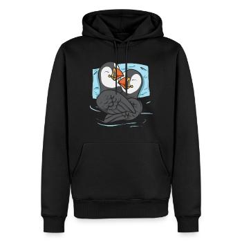 puffin puffin auke birds Lunde - Men’s Premium Organic Hoodie - black - Front - Nico (187cm)