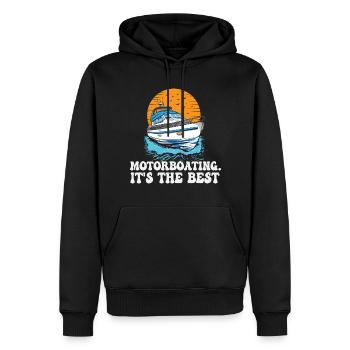 Bateau à moteur. C’est la meilleure vie est meilleure au - Sweat à capuche Premium bio Homme - noir - Devant - Nico (187cm)