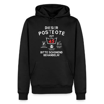 Dieser Postbote ist 45. Schonend behandeln - Männer Premium Bio Hoodie - Schwarz - Vorne - Nico (187cm)