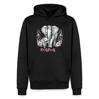 Mama Heart Floral Wreath Elephant Baby Shower - Männer Premium Bio Hoodie - Schwarz - Vorne - Nico (187cm)
