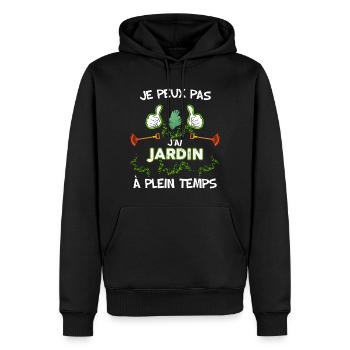 Je peux pas j'ai jardin - Sweat à capuche Premium bio Homme - noir - Devant - Nico (187cm)