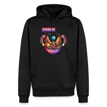 Monde psychédélique Trance Rave Techno Dance - Sweat à capuche Premium bio Homme - noir - Devant - Nico (187cm)