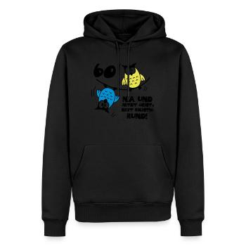 60. Geburtstag - Eulen - jetzt geht's rund - Männer Premium Bio Hoodie - Schwarz - Vorne - Nico (187cm)