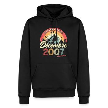 Cadeau D'anniversaire En Décembre 2007 Vintage - Sweat à capuche Premium bio Homme - noir - Devant - Nico (187cm)