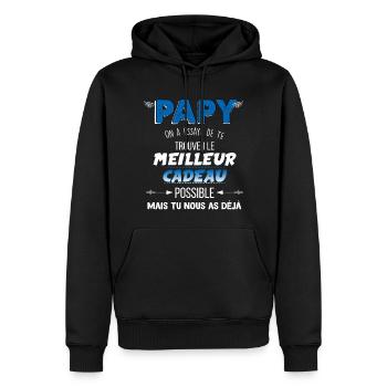 Papy Nous Sommes Ton Meilleur Cadeau - Sweat à capuche Premium bio Homme - noir - Devant - Nico (187cm)