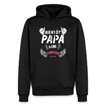 Bientot papa d'une princesse Future Naissance - Sweat à capuche Premium bio Homme - noir - Devant - Nico (187cm)