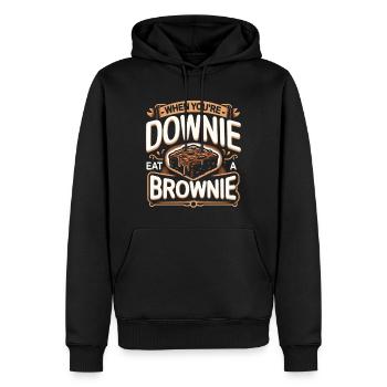 Brownie Spruch - Männer Premium Bio Hoodie - Schwarz - Vorne - Nico (187cm)