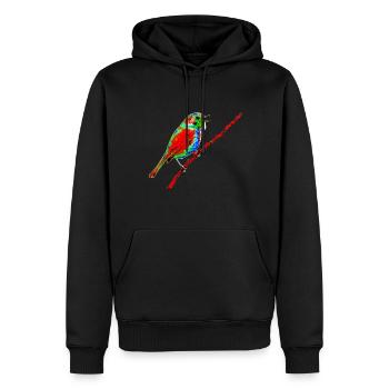 Bunter Vogel, Kunst, Deko, Wandbild, Foto,A7309086 - Männer Premium Bio Hoodie - Schwarz - Vorne - Nico (187cm)