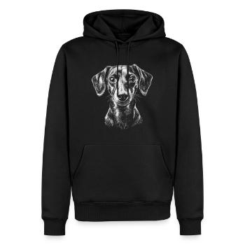 Teckel Portrait miniature Teckel chien chien - Sweat à capuche Premium bio Homme - noir - Devant - Nico (187cm)