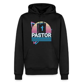 Pasteur Église Chrétienne Prédicateur Rétro Cadeau - Sweat à capuche Premium bio Homme - noir - Devant - Nico (187cm)
