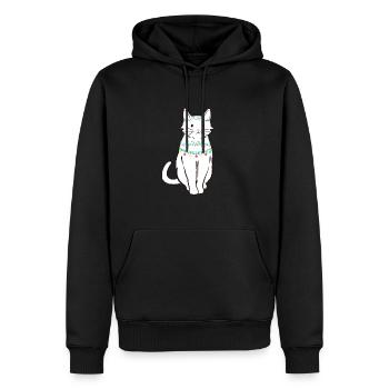Lumières de Noël Chat, Miaou Noël - Sweat à capuche Premium bio Homme - noir - Devant - Nico (187cm)