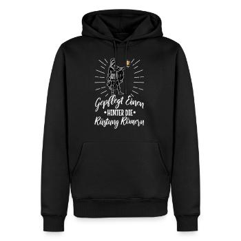 Gepflegt einen hinter die Rüstung Römern - Männer Premium Bio Hoodie - Schwarz - Vorne - Nico (187cm)