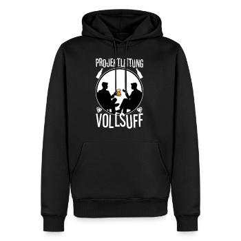 Projektleitung Vollsuff - Männer Premium Bio Hoodie - Schwarz - Vorne - Nico (187cm)