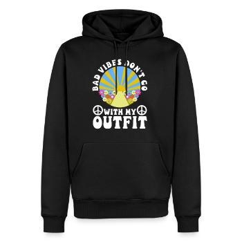 Bad vibes don’t go with my outfit - Männer Premium Bio Hoodie - Schwarz - Vorne - Nico (187cm)