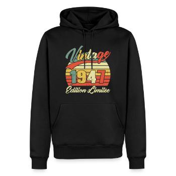 Cadeau D'anniversaire Vintage 1947 Édition Limitée - Sweat à capuche Premium bio Homme - noir - Devant - Nico (187cm)