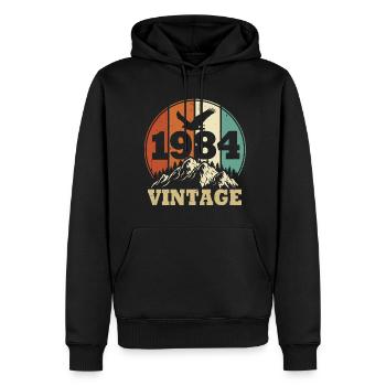 Jahrgang 1984 - Männer Premium Bio Hoodie - Schwarz - Vorne - Nico (187cm)