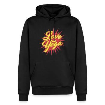 Love Yoga Vintage - Men’s Premium Organic Hoodie - black - Front - Nico (187cm)
