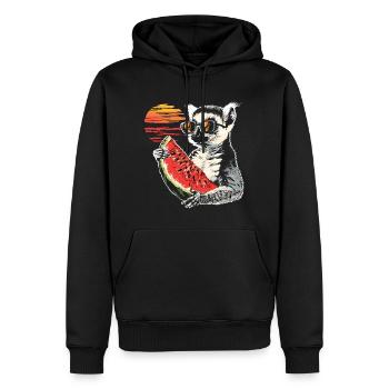 Lémurien Lémurien à queue annelée Lémurien de Madagascar animal pastèque - Sweat à capuche Premium bio Homme - noir - Devant - Nico (187cm)